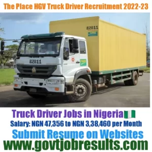 The Place HGV Truck Driver Recruitment 2022-23