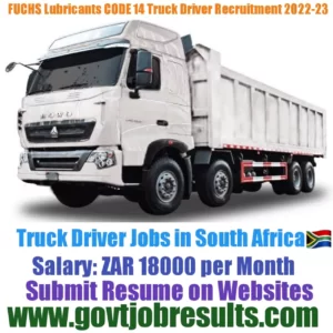 FUCHS Lubricants CODE 14 Truck Driver Recruitment 2022-23