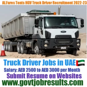 Al Fares Tents HGV Truck Driver Recruitment 2022-23