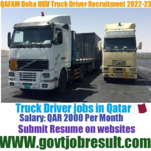 QAFAM Doha HGV Truck Driver Recruitment 2022-23