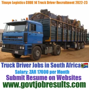 Tinaye Logistics CODE 14 Truck Driver Recruitment 2022-23