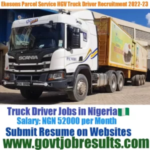 Ekesons Parcel Service HGV Truck Driver Recruitment 2022-23