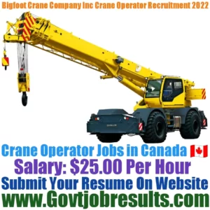 Bigfoot Crane Company Inc Crane Operator Recruitment 2022-23