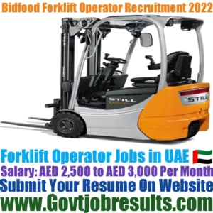 Bidfood Forklift Operator Recruitment 2022-23