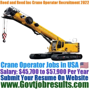 Reed and Reed Inc Crane Operator Recruitment 2022-23