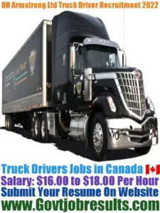 OH Armstrong Ltd Truck Driver Recruitment 2022-23
