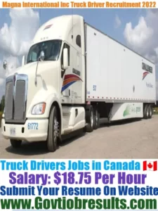 Magna International Inc Truck Driver Recruitment 2022-23