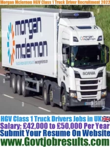 Morgan Mclernon HGV Class 1 Truck Driver Recruitment 2022-23