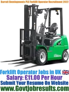 Barratt Developments PLC Forklift Operator Recruitment 2022-23