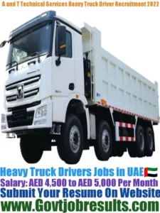 A and T Technical Services Heavy Truck Driver Recruitment 2022-23