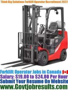 Think Big Solutions Forklift Operator Recruitment 2022-23