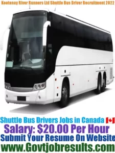 Kootenay River Runners Ltd Shuttle Bus Driver Recruitment 2022-23