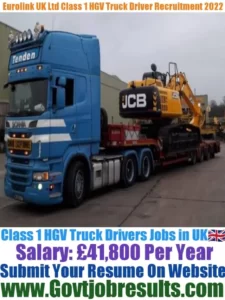 Eurolink UK Ltd Class 1 HGV Truck Driver Recruitment 2022-23