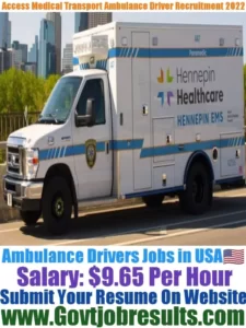 Access Medical Transport Ambulance Driver Recruitment 2022-23