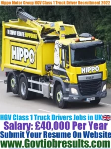 Hippo Motor Group HGV Class 1 Truck Driver Recruitment 2022-23