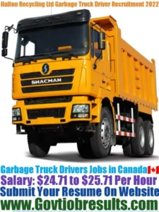 Halton Recycling Ltd Garbage Truck Driver Recruitment 2022-23