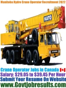 Manitoba Hydro Crane Operator Recruitment 2022-23