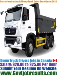 Sacco Construction Ltd Dump Truck Driver Recruitment 2022-23