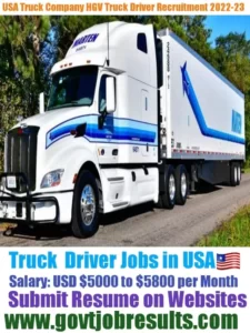 USA Truck Company HGV Truck Driver Recruitment 2022-23
