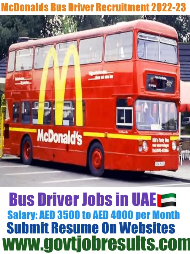 McDonalds Bus Driver Recruitment 2022-23