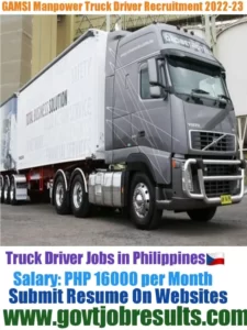 GAMSI Manpower HGV Truck Driver Recruitment 2022-23
