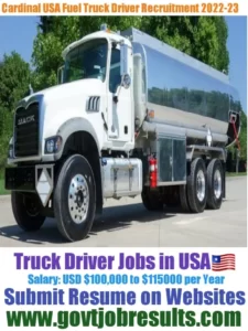 Cardinal USA Fuel Oil Truck Driver Recruitment 2022-23