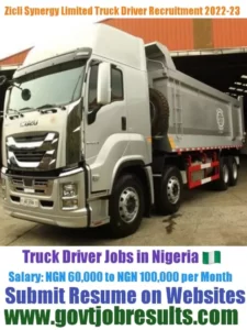 Zicli Synergy Limited HGV Truck Driver Recruitment 2022-23