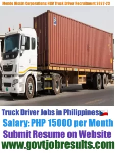 Monde Nissin Corporation HGV Truck Driver Recruitment 2022-23