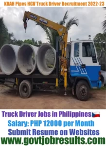 KRAH Pipes HGV Truck Driver Recruitment 2022-23