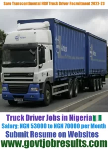 Saro Transcontinental HGV Truck Driver Recruitment 2022-23