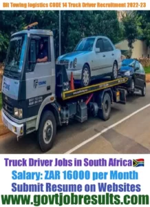 BIT Towing Logistics CODE 14 Tow Truck Driver Recruitment 2022-23