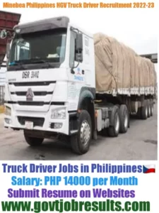 Minebea Philippines INC HGV Truck Driver Recruitment 2022-23
