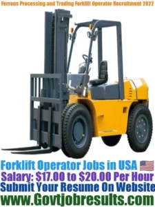 Ferrous Processing and Trading Forklift Operator Recruitment 2022-23