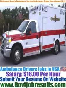 Richmond County Ambulance Service Ambulance Driver Recruitment 2022-23