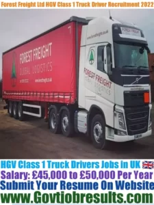 Forest Freight Ltd HGV Class 1 Truck Driver Recruitment 2022-23