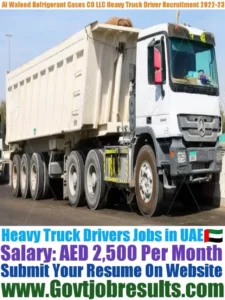 Al Waleed Refrigerant Gases CO LLC Heavy Truck Driver Recruitment 2022-23