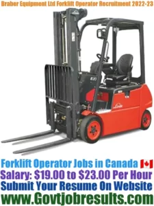 Braber Equipment Ltd Forklift Operator Recruitment 2022-23