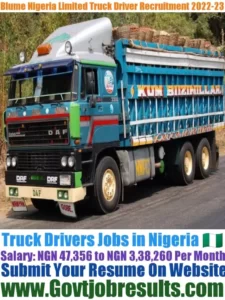Blume Nigeria Limited Truck Driver Recruitment 2022-23
