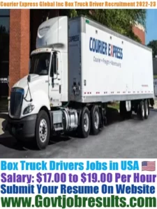 Courier Express Global Inc Box Truck Driver Recruitment 2022-23