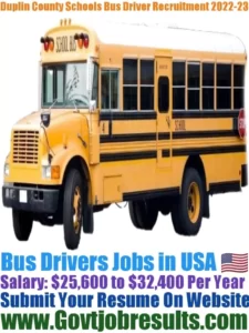 Duplin County Schools Bus Driver Recruitment 2022-23