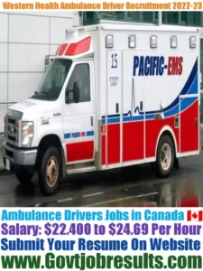 Western Health Ambulance Driver Recruitment 2022-23