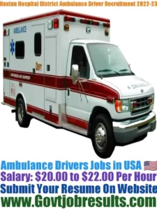 Haxtun Hospital District Ambulance Driver Recruitment 2022-23