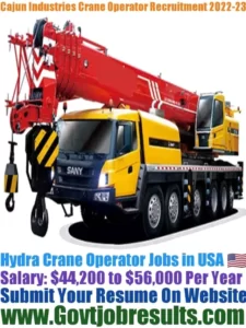 Cajun Industries Hydra Crane Operator Recruitment 2022-23
