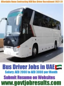 Affordable Home Contracting HGV Bus Driver Recruitment 2022-23