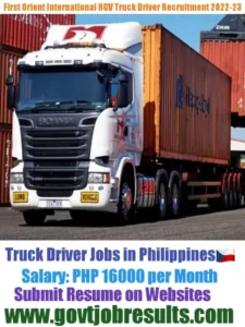 First Orient International HGV Truck Driver Recruitment 2022-23