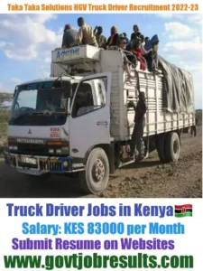 Taka Taka Solutions HGV Truck Driver Recruitment 2022-23