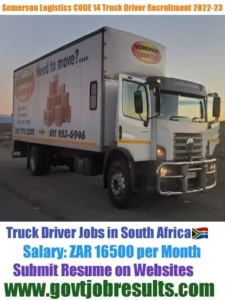 Somerson Logistics CODE 14 Truck Driver Recruitment 2022-23