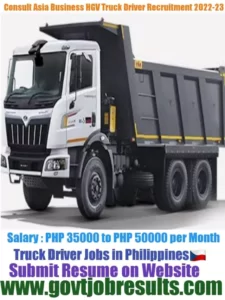 Consult Asia Business HGV Truck Driver Recruitment 2022-23