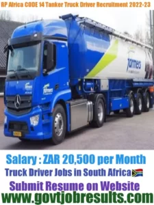 RP Africa CODE 14 Tanker Truck Driver Recruitment 2022-23