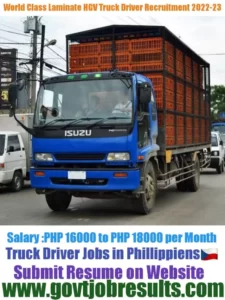 World Class Laminate HGV Truck Driver Recruitment 2022-23